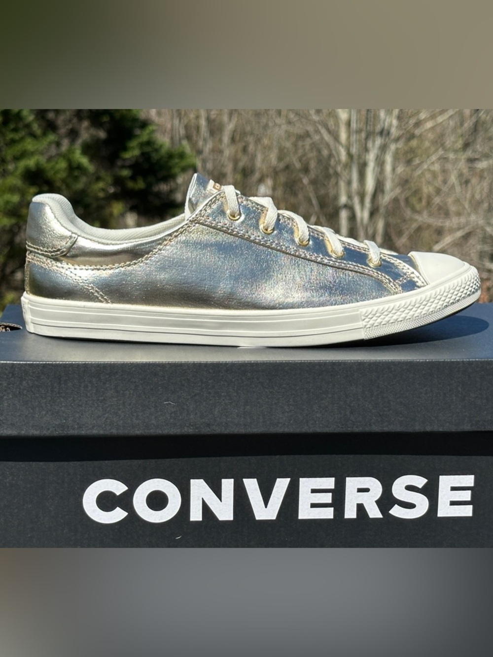Converse CTAS Ox Metallic Gold Casual Everyday Sneaker Womens 7 | 7.5 | 9.5 NEW - Picture 2 of 10